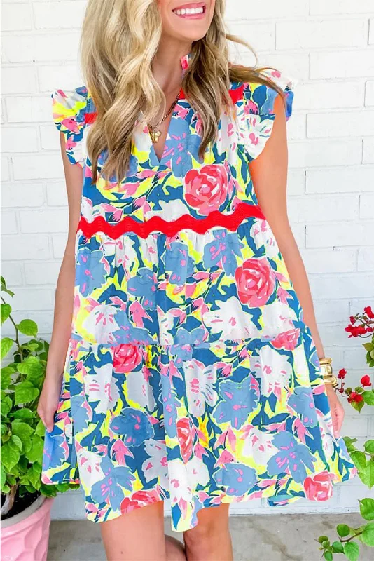 Midi dresses with halter necks for a stylish and comfortable optionFloral Ric-Rac Flutter Sleeve Dress Midi dresses with halter necks for a stylish and comfortable optionFloral Ric-Rac Flutter Sleeve Dress