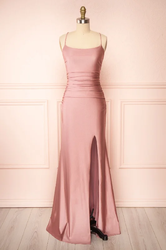 Midi dresses with one - shoulder designs for a modern and asymmetric styleSonia Blush | Mermaid Maxi Dress w/ Slit Midi dresses with one - shoulder designs for a modern and asymmetric styleSonia Blush | Mermaid Maxi Dress w/ Slit
