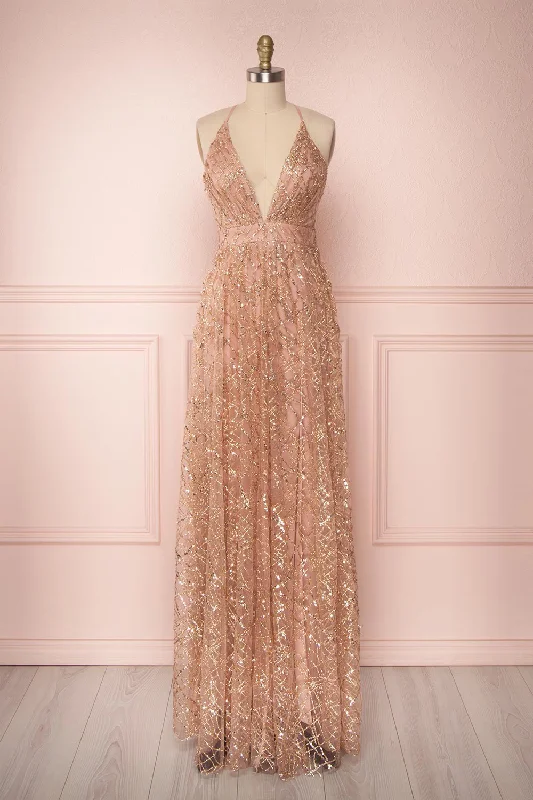 Midi dresses with pleated skirts for a timeless and elegant appealTyffen | Pink & Gold Sequin Maxi Dress Midi dresses with pleated skirts for a timeless and elegant appealTyffen | Pink & Gold Sequin Maxi Dress