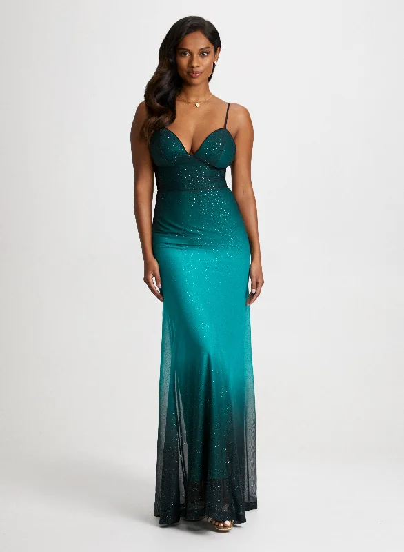 Midi dresses with asymmetric hems for a fashion - forward and dynamic appearanceV-Neck Ombré Dress Midi dresses with asymmetric hems for a fashion - forward and dynamic appearanceV-Neck Ombré Dress