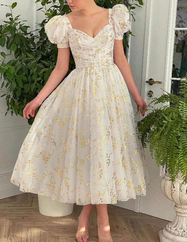 Midi dresses with patchwork patterns for a one - of - a - kind styleWhite Gilded Lily Tea Dress Midi dresses with patchwork patterns for a one - of - a - kind styleWhite Gilded Lily Tea Dress