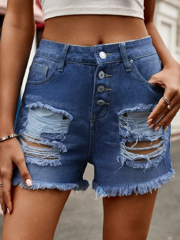 Women's Lace - Trimmed Shorts in White for a Romantic and Elegant OutfitDistressed Raw Hem Denim Shorts Women's Lace - Trimmed Shorts in White for a Romantic and Elegant OutfitDistressed Raw Hem Denim Shorts