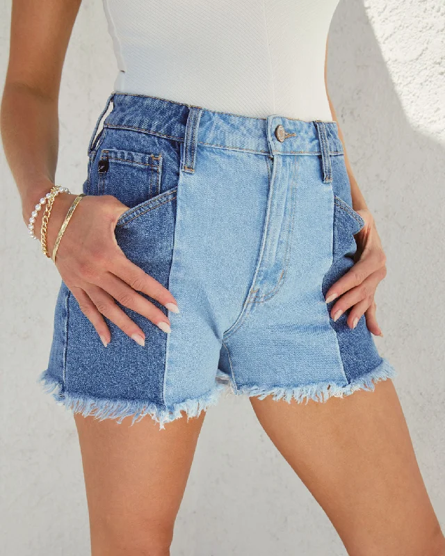 Plus Size Women's Elastic Waistband Linen Shorts in Navy Blue for a Comfortable Everyday OptionJessica Two Tone High Waisted Frayed Hem Jean Shorts Plus Size Women's Elastic Waistband Linen Shorts in Navy Blue for a Comfortable Everyday OptionJessica Two Tone High Waisted Frayed Hem Jean Shorts