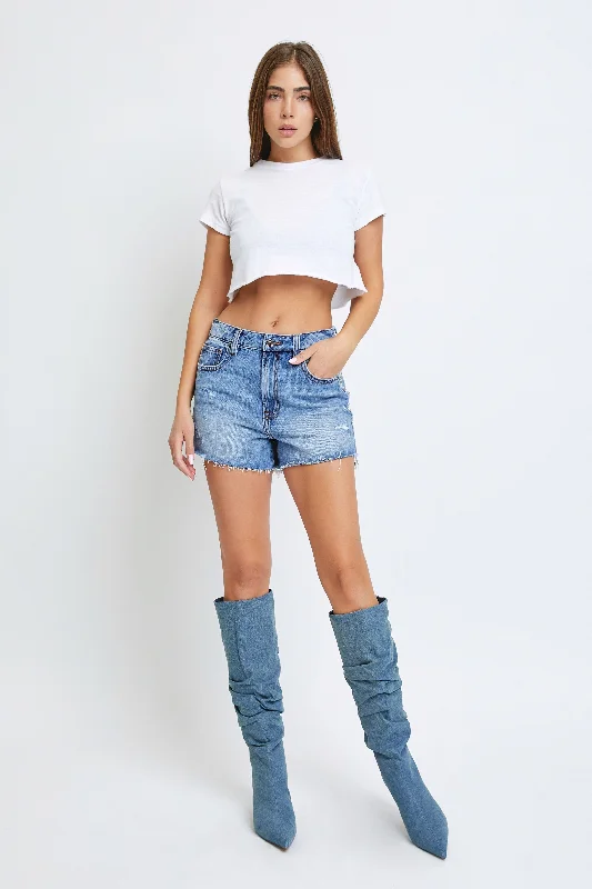 Women's High - Rise Paperbag Waist Shorts in Khaki for a Stylish and Comfortable LookMedium Wash Rhinestone Finn Shorts Women's High - Rise Paperbag Waist Shorts in Khaki for a Stylish and Comfortable LookMedium Wash Rhinestone Finn Shorts