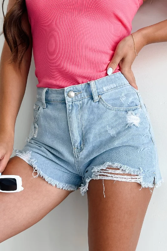 Women's Sequined Party Shorts in Gold for a Glamorous Night OutSorka High Rise Distressed Denim Shorts (Light Denim) Women's Sequined Party Shorts in Gold for a Glamorous Night OutSorka High Rise Distressed Denim Shorts (Light Denim)