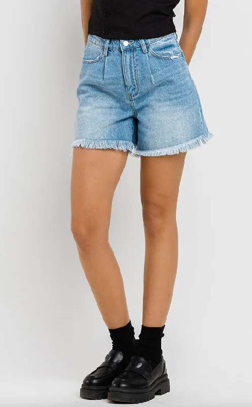 Women's Ruffled Hem Denim Shorts in Light Wash for a Feminine and Fashionable StyleSienna Super High Rise Pleated Shorts - Final Sale 40% off in cart Women's Ruffled Hem Denim Shorts in Light Wash for a Feminine and Fashionable StyleSienna Super High Rise Pleated Shorts - Final Sale 40% off in cart