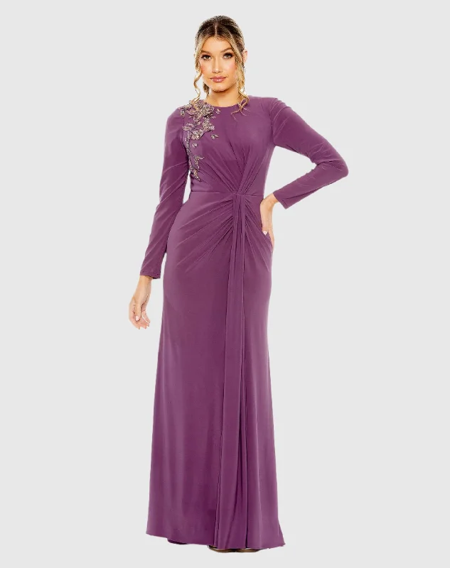 Maxi dresses with geometric prints for a contemporary aestheticJersey High Neck Long Sleeve Embellished Gown Maxi dresses with geometric prints for a contemporary aestheticJersey High Neck Long Sleeve Embellished Gown