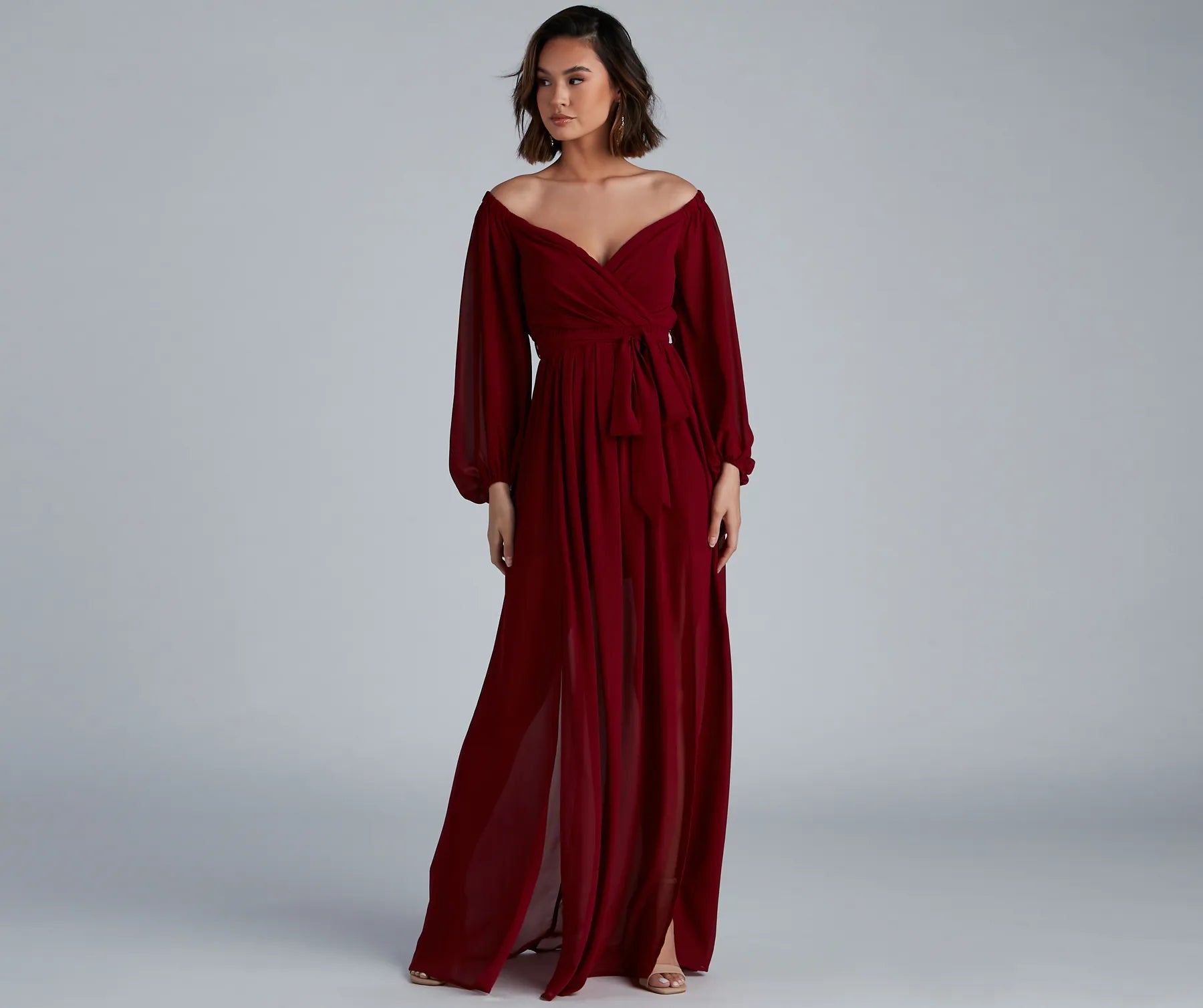 Maxi dresses with a ruched bodice for a more form - fitting and feminine shapeBritt Off-The-Shoulder Chiffon Formal Dress Maxi dresses with a ruched bodice for a more form - fitting and feminine shapeBritt Off-The-Shoulder Chiffon Formal Dress