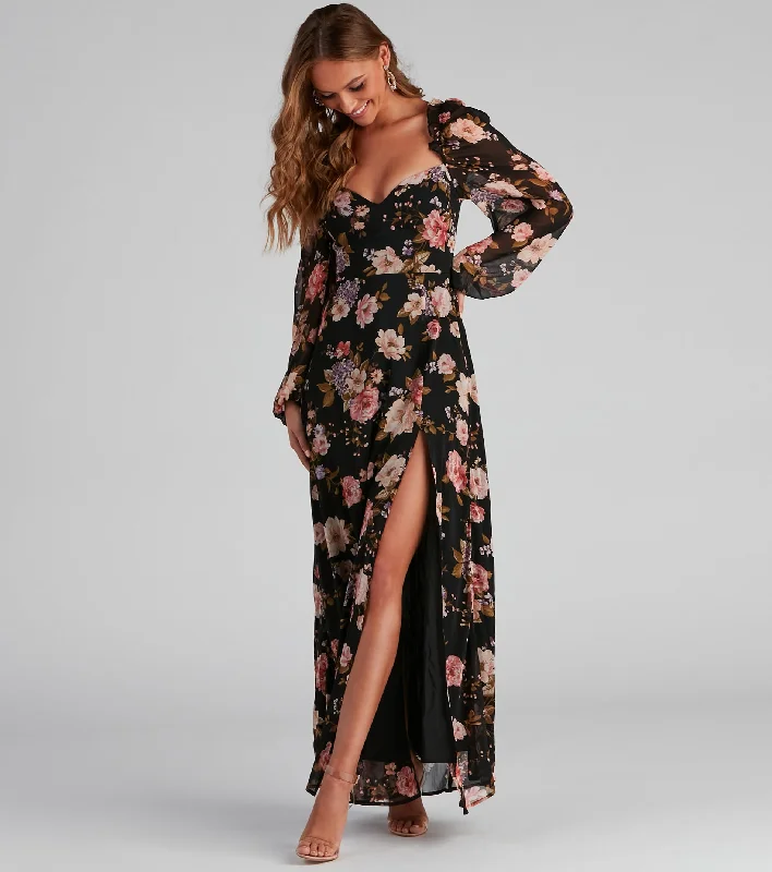 Maxi dresses with balloon sleeves for a vintage - inspired styleCatch The Bouquet Chiffon Maxi Dress Maxi dresses with balloon sleeves for a vintage - inspired styleCatch The Bouquet Chiffon Maxi Dress