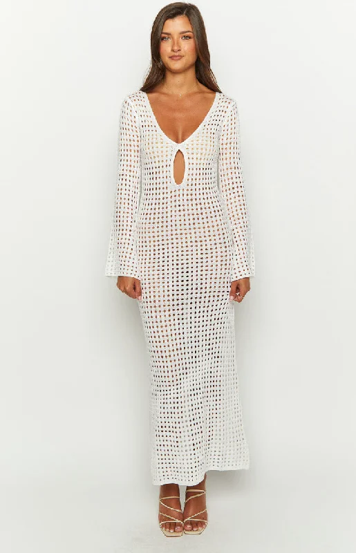 Linen maxi dresses for a breathable and lightweight summer optionDestinations White Crochet Long Sleeve Maxi Dress Linen maxi dresses for a breathable and lightweight summer optionDestinations White Crochet Long Sleeve Maxi Dress