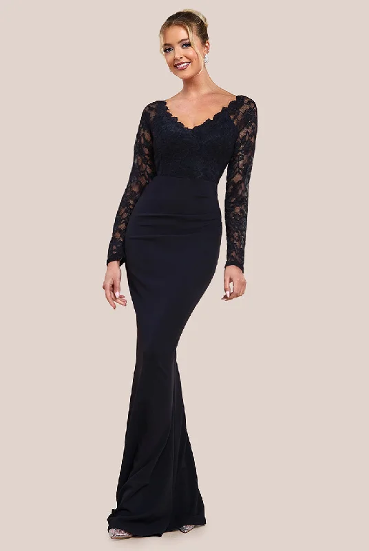 Maxi dresses with pom - pom trims for a playful and festive lookGoddiva Scalloped Lace & Scuba Maxi Dress - Black Maxi dresses with pom - pom trims for a playful and festive lookGoddiva Scalloped Lace & Scuba Maxi Dress - Black