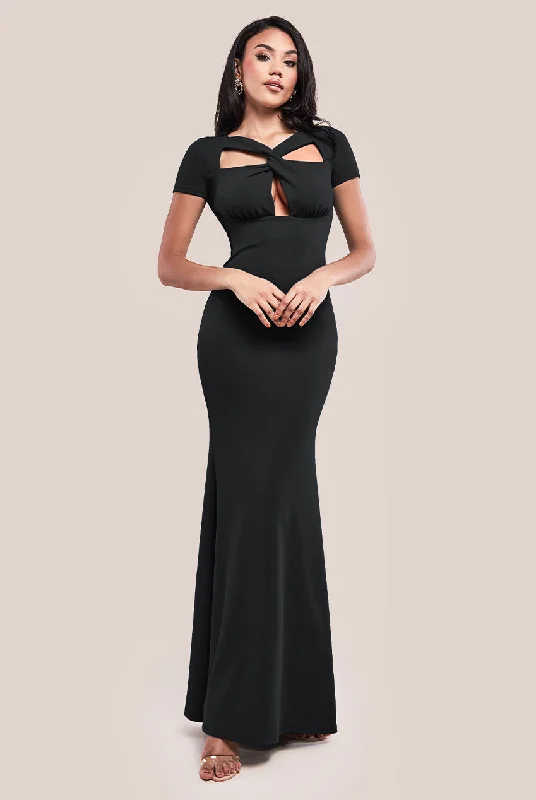 Sequined maxi dresses for formal evening galasGoddiva Scuba Crepe Twist Cutout Maxi Dress - Black Sequined maxi dresses for formal evening galasGoddiva Scuba Crepe Twist Cutout Maxi Dress - Black