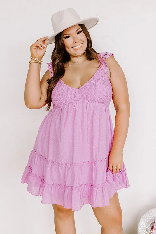 Denim mini dresses with distressed detailsAdventure Seeker Smocked Mini Dress In Lavender Curves Denim mini dresses with distressed detailsAdventure Seeker Smocked Mini Dress In Lavender Curves