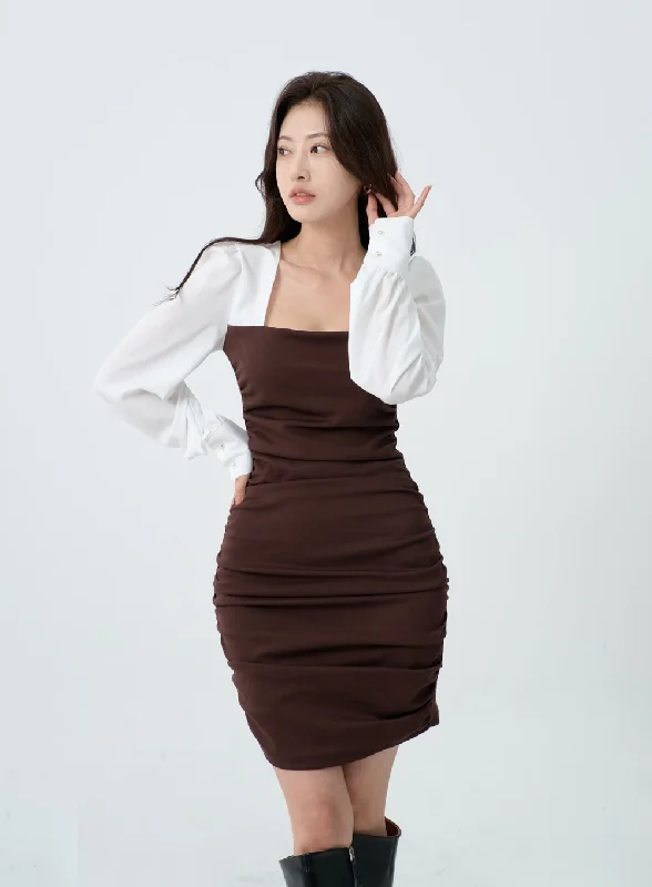 Mini dresses with patchwork designs for a unique styleElegant Square Neck Ruffle Pencil Mini Dress IO19 Mini dresses with patchwork designs for a unique styleElegant Square Neck Ruffle Pencil Mini Dress IO19