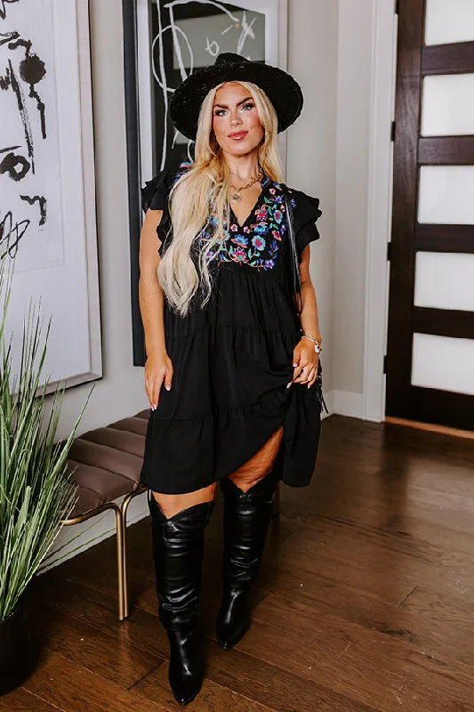 Sequined mini dresses for New Year's EveHidden Bungalow Embroidered Dress In Black Curves Sequined mini dresses for New Year's EveHidden Bungalow Embroidered Dress In Black Curves