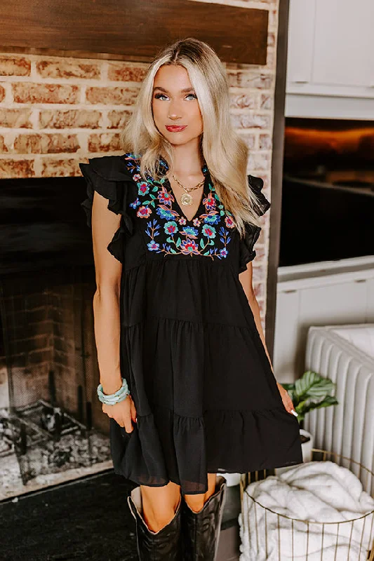 Mini dresses with ribbed textures for a unique appearanceHidden Bungalow Embroidered Dress In Black Mini dresses with ribbed textures for a unique appearanceHidden Bungalow Embroidered Dress In Black