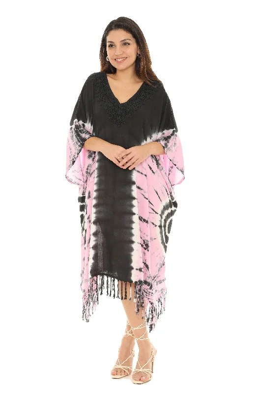 Mini dresses with pocket details for added functionalityCaftan Style Fringes Hem Dress Mini dresses with pocket details for added functionalityCaftan Style Fringes Hem Dress