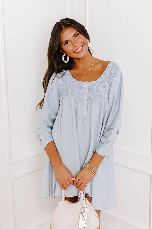 Cotton mini dresses for a comfortable everyday optionManhattan Meeting Tunic Dress In Sky Blue Cotton mini dresses for a comfortable everyday optionManhattan Meeting Tunic Dress In Sky Blue