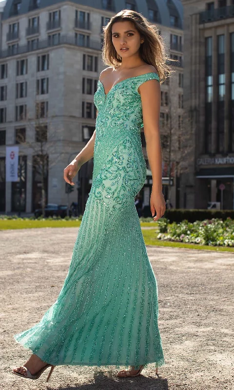 Formal dresses with ruched back panels and button - down fronts for a unique and flattering fitChic and Holland - AN1488 Sequined Off-Shoulder Modest Prom Dress Formal dresses with ruched back panels and button - down fronts for a unique and flattering fitChic and Holland - AN1488 Sequined Off-Shoulder Modest Prom Dress