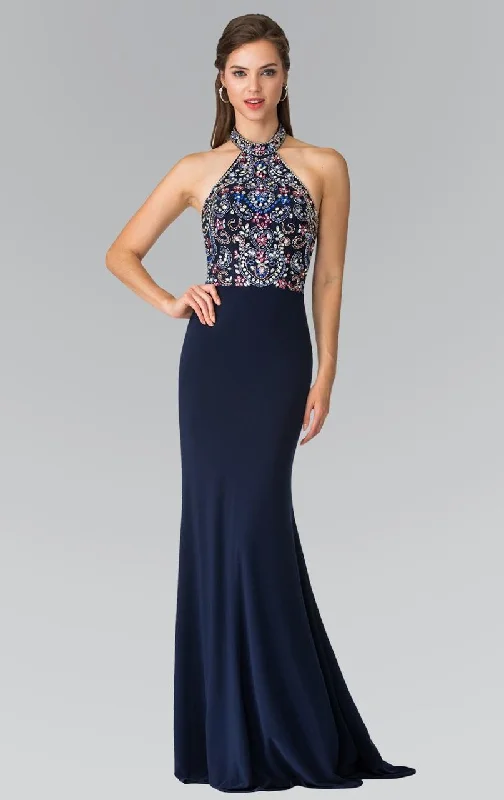 Formal dresses with empire waists and organza overlays for a feminine lookElizabeth K - GL2279 Beaded Halter Neck Rome Jersey Sheath Dress Formal dresses with empire waists and organza overlays for a feminine lookElizabeth K - GL2279 Beaded Halter Neck Rome Jersey Sheath Dress