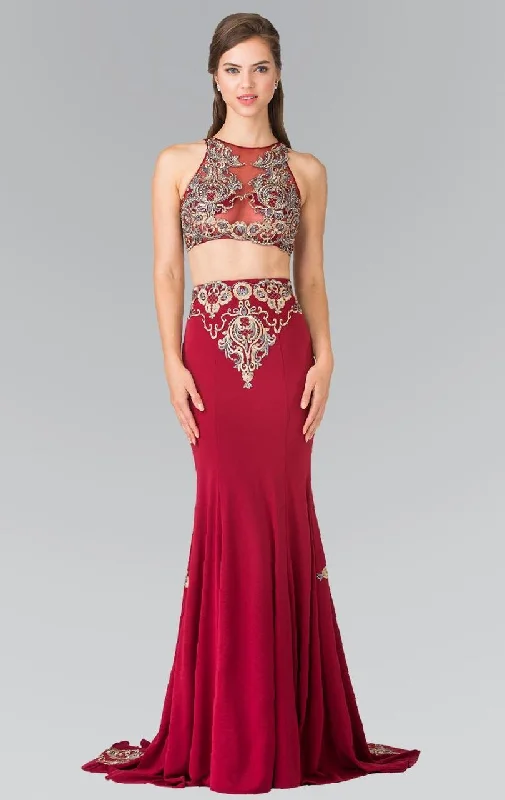 Formal dresses with one - shoulder ruffled straps and sequined bodices for a trendy and eye - catching lookElizabeth K - GL2296 Embellished High Neck Rome Jersey Dress Formal dresses with one - shoulder ruffled straps and sequined bodices for a trendy and eye - catching lookElizabeth K - GL2296 Embellished High Neck Rome Jersey Dress
