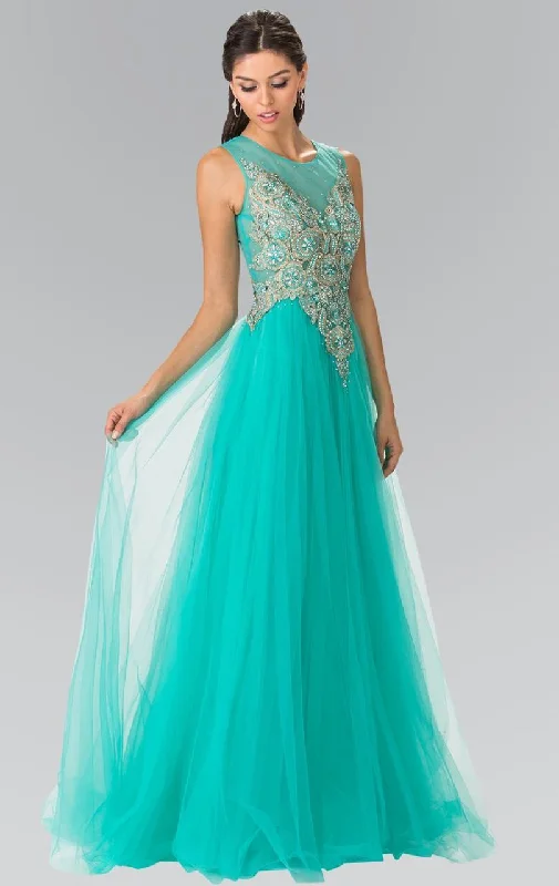 Formal dresses with button - front designs and tulle skirts for a charming prom styleElizabeth K - GL2317 Embellished Scoop Neck Tulle A-Line Dress Formal dresses with button - front designs and tulle skirts for a charming prom styleElizabeth K - GL2317 Embellished Scoop Neck Tulle A-Line Dress