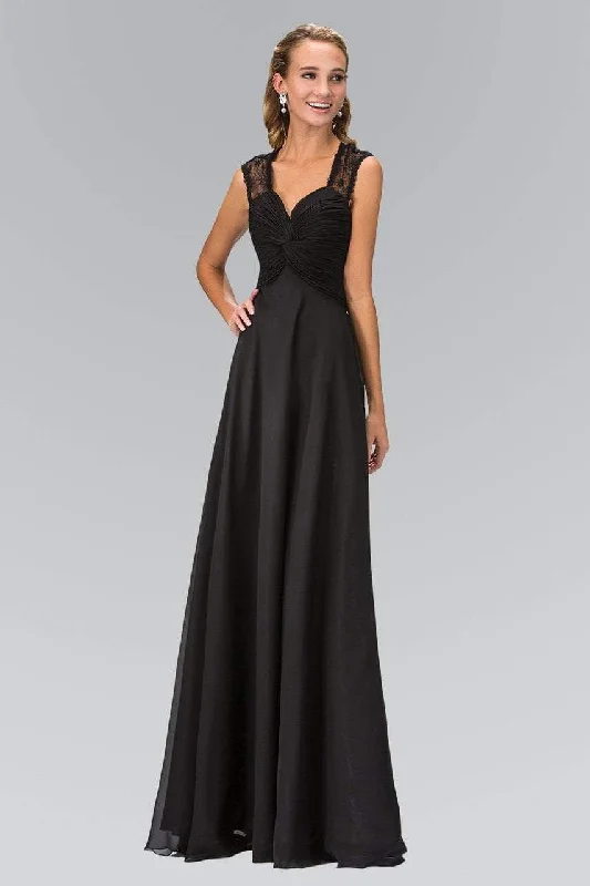 Formal dresses with one - shoulder ruffled straps and sequined bodices for a trendy and eye - catching lookElizabeth K - GL1376 Laced and Ruched V-Neck Chiffon Dress Formal dresses with one - shoulder ruffled straps and sequined bodices for a trendy and eye - catching lookElizabeth K - GL1376 Laced and Ruched V-Neck Chiffon Dress