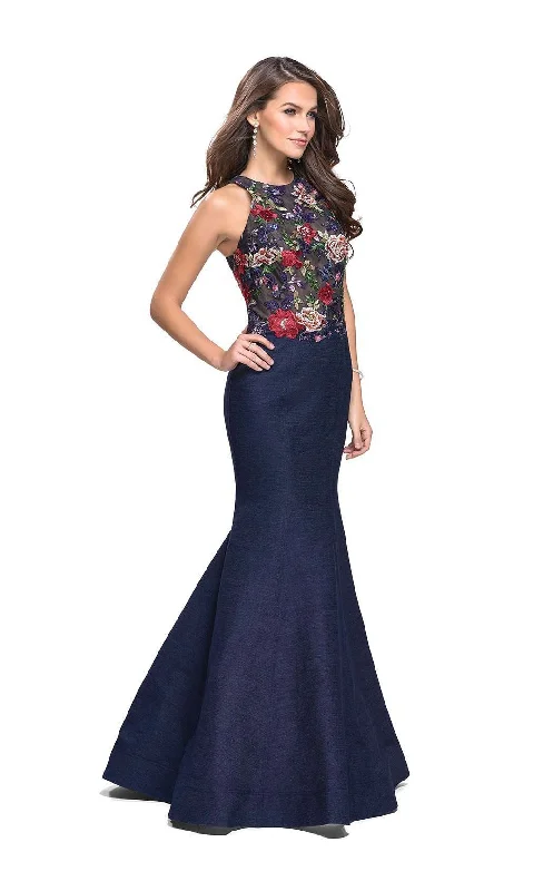 Tea - length formal dresses with lace trim for a semi - formal promLa Femme 25885 Dress Tea - length formal dresses with lace trim for a semi - formal promLa Femme 25885 Dress