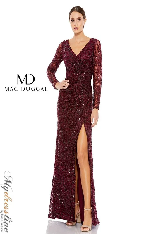 Formal dresses with ruffled skirts and bow accents for a charming prom appearanceMac Duggal 12412 Formal dresses with ruffled skirts and bow accents for a charming prom appearanceMac Duggal 12412