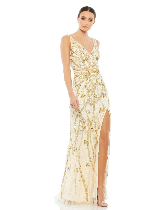 Maxi dresses with an asymmetric hem for a fashion - forward and eye - catching design Maxi dresses with an asymmetric hem for a fashion - forward and eye - catching design Mac Duggal 5478 Long Beaded Sequin Prom Formal Dress