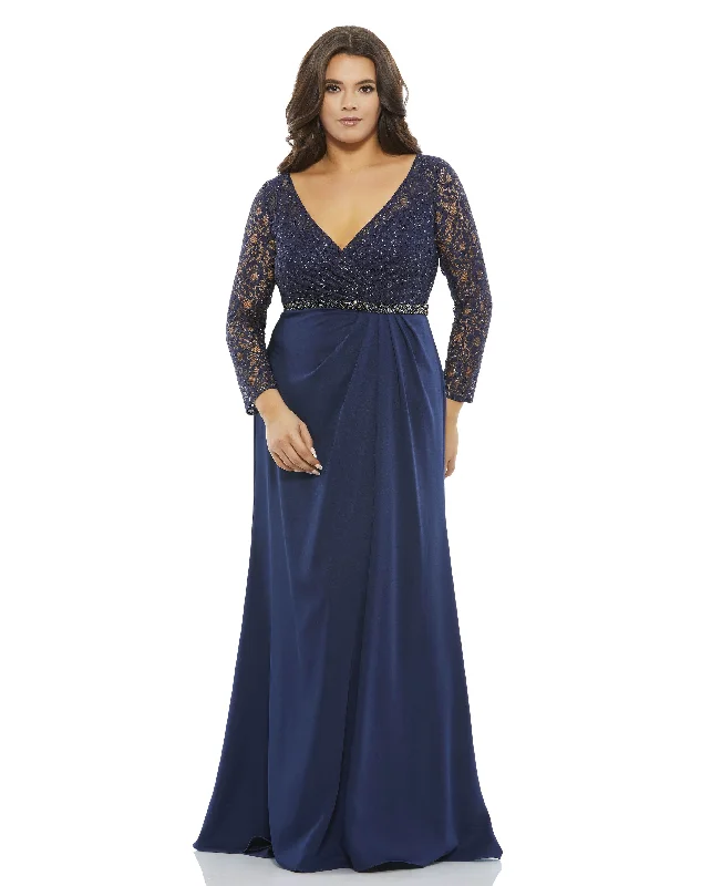 Maxi dresses with a V - neckline for a flattering and elongating shape Maxi dresses with a V - neckline for a flattering and elongating shape Mac Duggal 67898 Long Sleeve Mother of the Bride Formal Dress