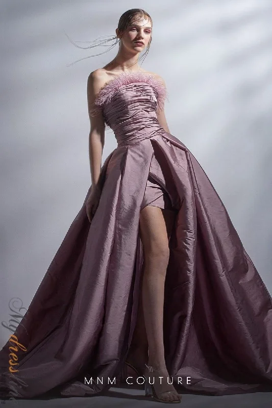 Formal dresses with cold - shoulder ruffled sleeves and floral prints for a romantic and trendy formal styleMNM Couture G1266 Formal dresses with cold - shoulder ruffled sleeves and floral prints for a romantic and trendy formal styleMNM Couture G1266
