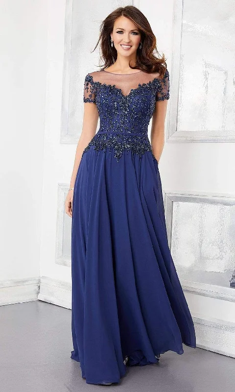 Mermaid - cut formal dresses in satin for a glamorous prom nightMori Lee - 72309 Illusion Neckline Crystal Beaded Chiffon A-Line Gown Mermaid - cut formal dresses in satin for a glamorous prom nightMori Lee - 72309 Illusion Neckline Crystal Beaded Chiffon A-Line Gown
