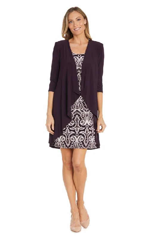 Asymmetric - hem cocktail dresses in a bold color for a fashion - forward lookR&M Richards 5798 Short Mother of the Bride Printed Dress Jacket Set Asymmetric - hem cocktail dresses in a bold color for a fashion - forward lookR&M Richards 5798 Short Mother of the Bride Printed Dress Jacket Set