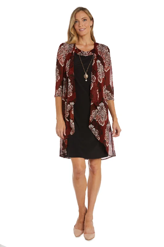 Ribbed - texture cocktail dresses with a cap - sleeve designR&M Richards 7607 Short Printed Jacket Mother of the Bride Dress Ribbed - texture cocktail dresses with a cap - sleeve designR&M Richards 7607 Short Printed Jacket Mother of the Bride Dress