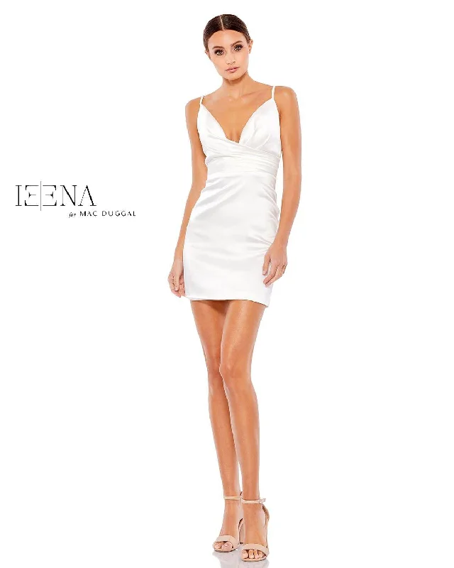 Cocktail dresses with a one - piece design and a statement bowWhite 4 Mac Duggal 26481 Short Spaghetti Strap Mini Dress Sale Cocktail dresses with a one - piece design and a statement bowWhite 4 Mac Duggal 26481 Short Spaghetti Strap Mini Dress Sale