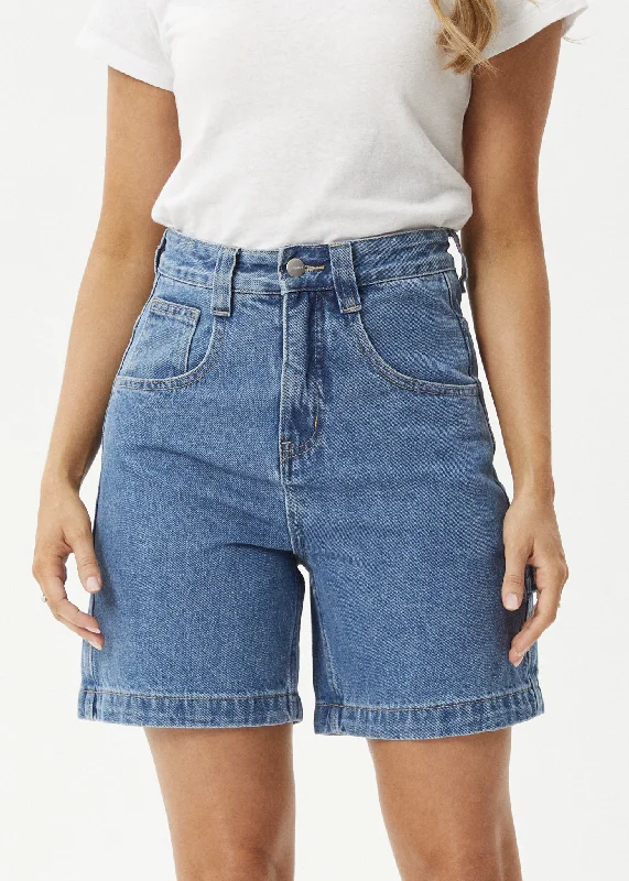 Stretchable Women Shorts for Maximum MobilityAFENDS Womens Emilie - Denim Workwear Short - Worn Blue Stretchable Women Shorts for Maximum MobilityAFENDS Womens Emilie - Denim Workwear Short - Worn Blue