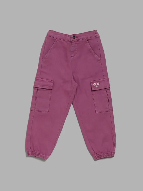 Solid Color Women Shorts in Bright Hues for a Bold StatementHOP Kids Purple Embroidered Cargo Joggers Solid Color Women Shorts in Bright Hues for a Bold StatementHOP Kids Purple Embroidered Cargo Joggers