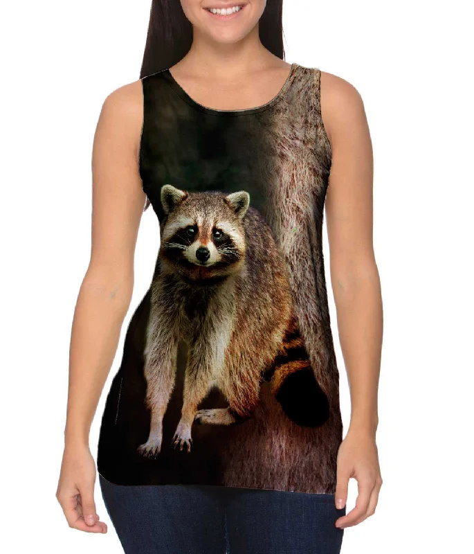 Square Neck Women's Organic Cotton Tank Tops in Earth TonesRaccoon Half Skin