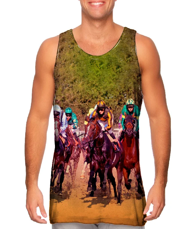 Crew Neck Women's Sustainable Tank Tops Made from Recycled MaterialsRace Horse Fight Crew Neck Women's Sustainable Tank Tops Made from Recycled MaterialsRace Horse Fight