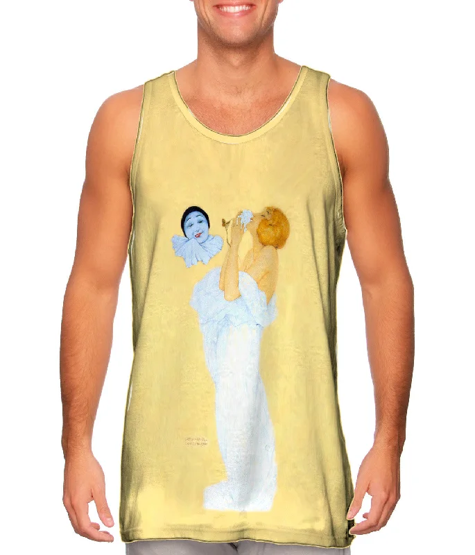 Plus Size Women's Puff - Sleeve Tank Tops in Pastel HuesRaphael Kirchner - "Pierrots Dream" Plus Size Women's Puff - Sleeve Tank Tops in Pastel HuesRaphael Kirchner - "Pierrots Dream"