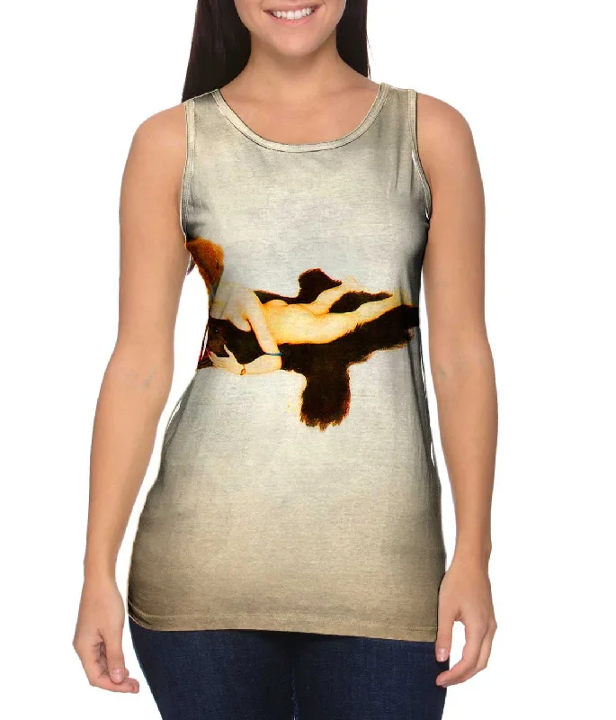 Women's Button - Down Tank Tops in Striped PatternsRaphael Kirchner - "Woman on Bear Rug" Women's Button - Down Tank Tops in Striped PatternsRaphael Kirchner - "Woman on Bear Rug"