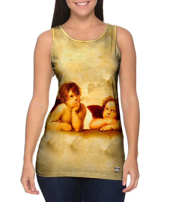 Plus Size Women's Side - Slit Tank Tops in Metallic ShadesRaphael - "Sistine Madonna Group Of Angels" Plus Size Women's Side - Slit Tank Tops in Metallic ShadesRaphael - "Sistine Madonna Group Of Angels"