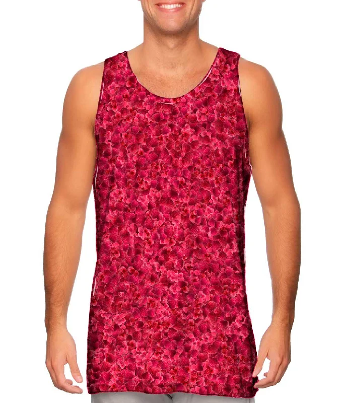 Plus Size Women's Ruffled Hem Tank Tops with Floral PrintsRaspberry Dreams