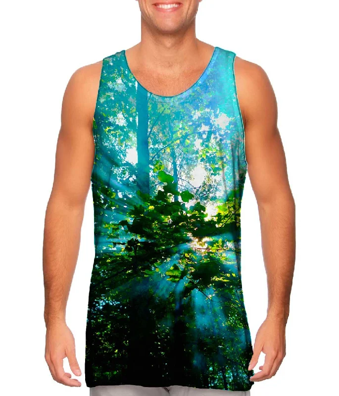 Women's Button - Down Tank Tops in Striped PatternsRays Of Sun Through Smoke In The Trees Women's Button - Down Tank Tops in Striped PatternsRays Of Sun Through Smoke In The Trees