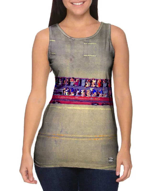 One - Shoulder Women's Rayon Blend Tank Tops for a Flowy LookRed Tour Bus Chicago Tourists One - Shoulder Women's Rayon Blend Tank Tops for a Flowy LookRed Tour Bus Chicago Tourists