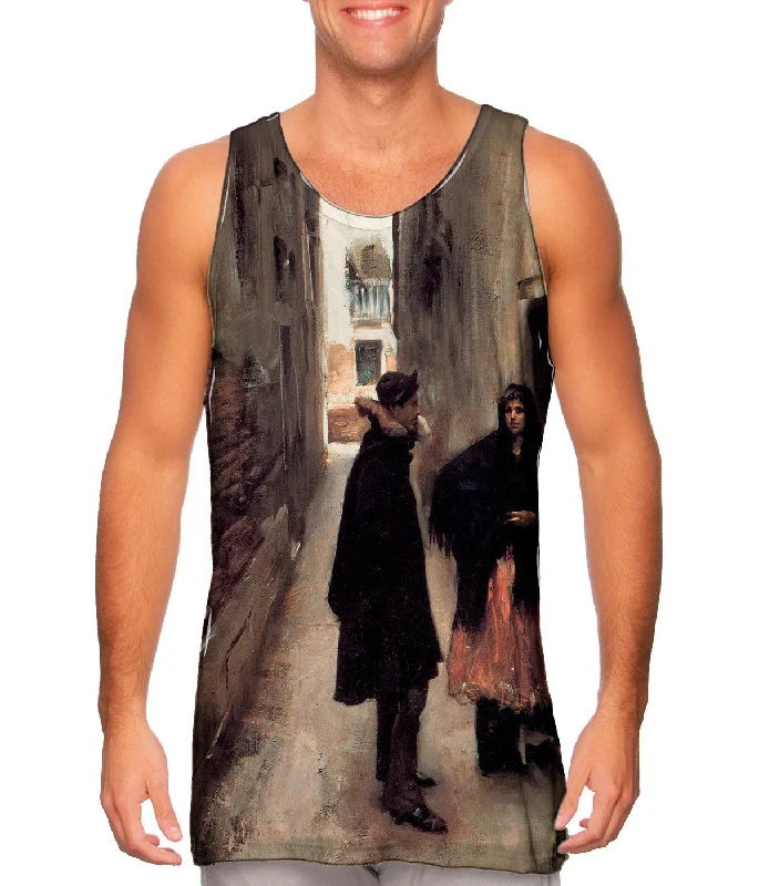 Women's Button - Down Tank Tops in Striped PatternsSargent -"Street in Venice" (1882) Women's Button - Down Tank Tops in Striped PatternsSargent -"Street in Venice" (1882)