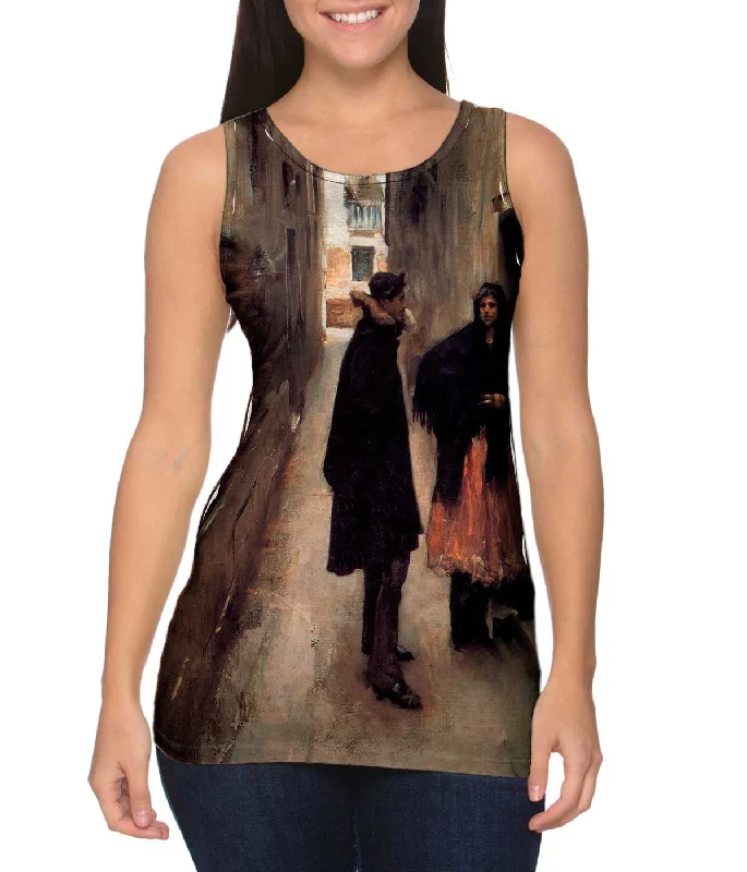 Mock Neck Women's Performance Tank Tops for CyclingSargent -"Street in Venice" (1882) Mock Neck Women's Performance Tank Tops for CyclingSargent -"Street in Venice" (1882)