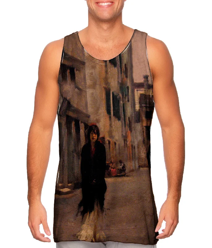 Plus Size Women's Embroidered Tank Tops in Boho StylesSargent -"Street in Venice II" (1882) Plus Size Women's Embroidered Tank Tops in Boho StylesSargent -"Street in Venice II" (1882)