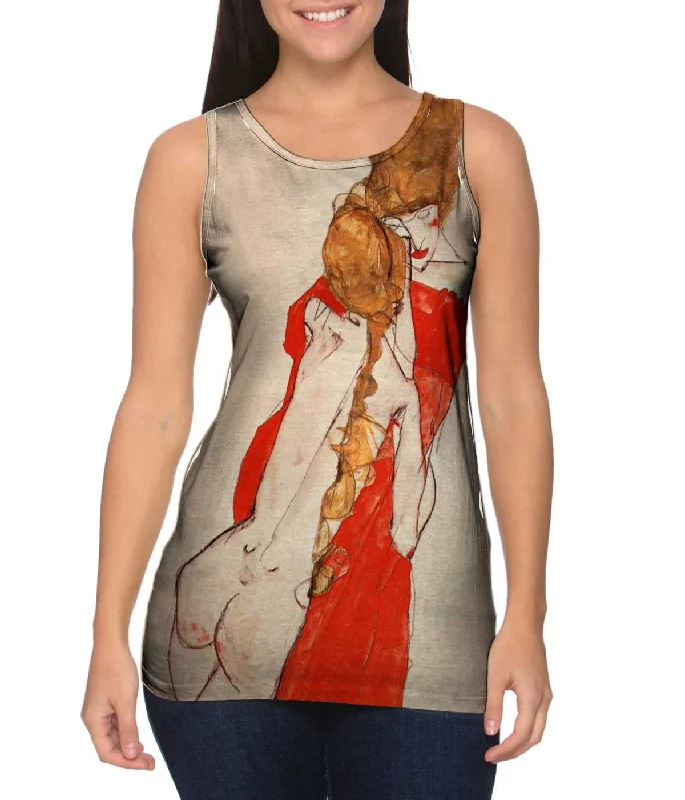 Mock Neck Women's Performance Tank Tops for CyclingSchiele -"Mother and Daughter" (1913) Mock Neck Women's Performance Tank Tops for CyclingSchiele -"Mother and Daughter" (1913)